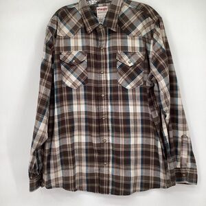 EUC Mens Wrangler Pearl Snap Plaid Flannel- X-Large‎